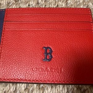 Brand New Coach x MLB Boston Red Socks Card Case